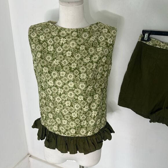 Vintage 50s/60s Floral Peplum And High Rise Short Set - Picture 2 of 10